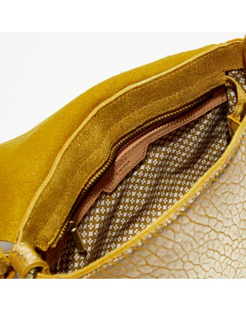 Sac besace en Cuir Bess J jaune - 25x20x7 cm
