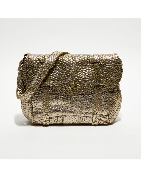 Sac besace en Cuir Bernie J vert kaki - 35x23x13 cm