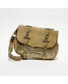 Sac besace en Cuir Aless Dv vert kaki - 25x20x7 cm