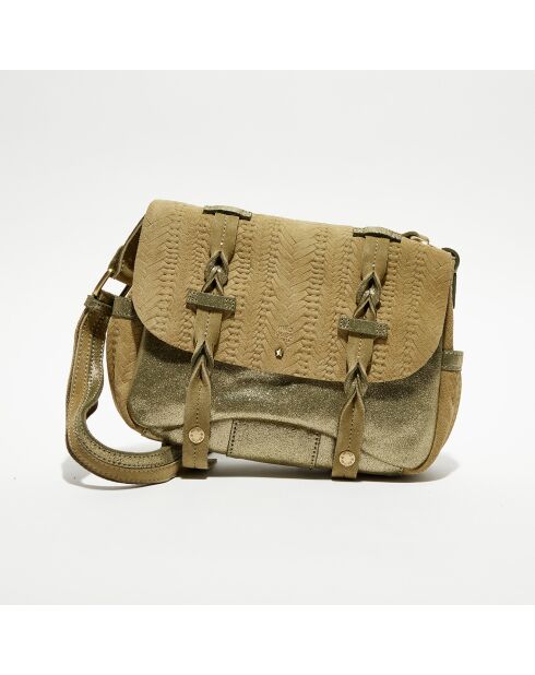 Sac besace en Cuir Aless Dv vert kaki - 25x20x7 cm