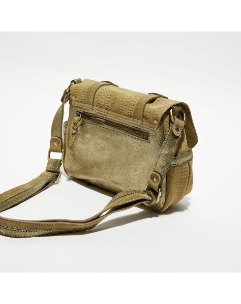 Sac besace en Cuir Aless Dv vert kaki - 25x20x7 cm
