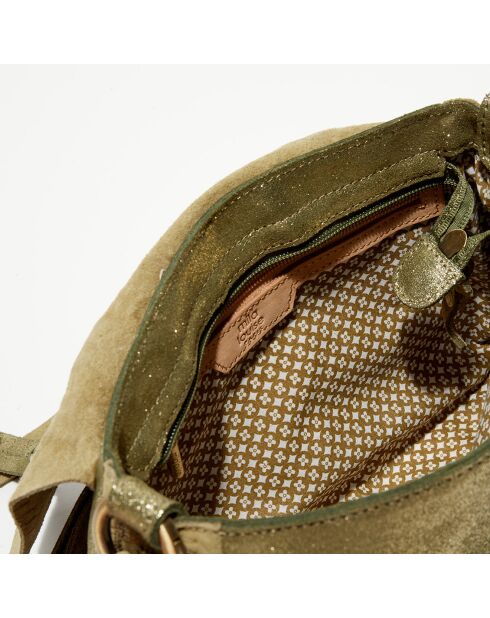 Sac besace en Cuir Aless Dv vert kaki - 25x20x7 cm