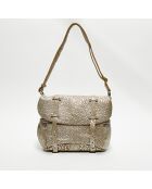 Sac besace en Cuir Bernie J taupe - 35x23x13 cm