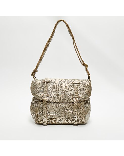 Sac besace en Cuir Bernie J taupe - 35x23x13 cm