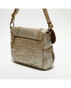 Sac besace en Cuir Bernie J taupe - 35x23x13 cm