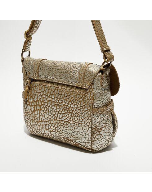 Sac besace en Cuir Bernie J taupe - 35x23x13 cm