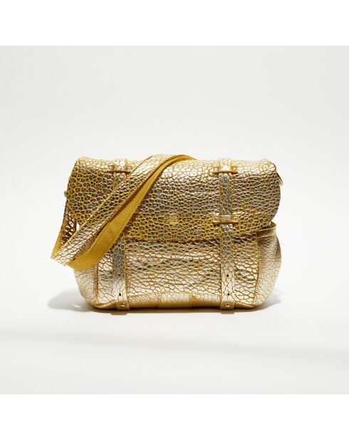 Sac besace en Cuir Bernie J jaune - 35x23x13 cm