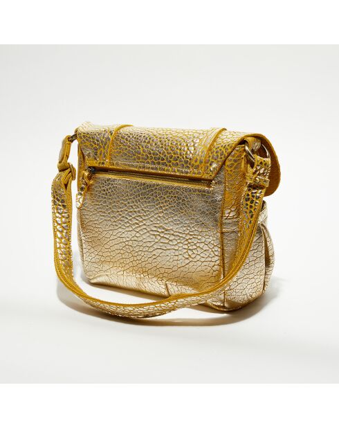 Sac besace en Cuir Bernie J jaune - 35x23x13 cm