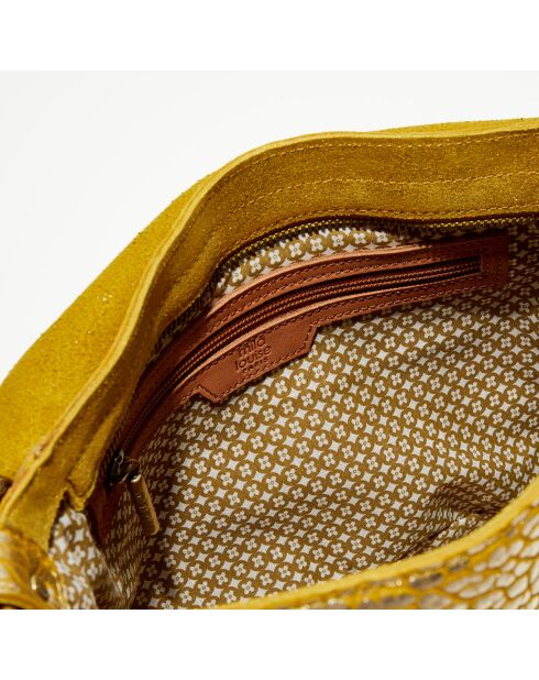 Sac besace en Cuir Bernie J jaune - 35x23x13 cm