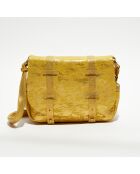 Sac besace en Cuir Bess Z jaune - 25x20x7 cm