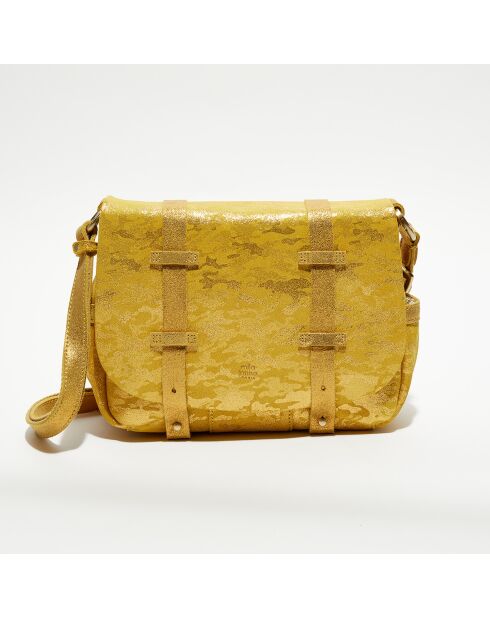 Sac besace en Cuir Bess Z jaune - 25x20x7 cm