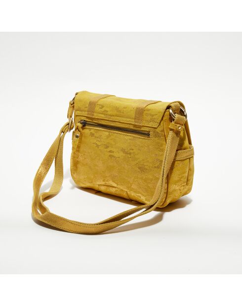 Sac besace en Cuir Bess Z jaune - 25x20x7 cm