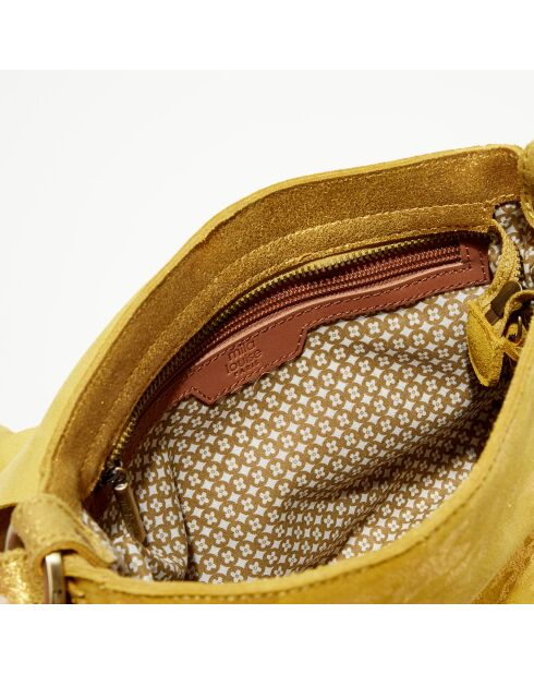 Sac besace en Cuir Bess Z jaune - 25x20x7 cm