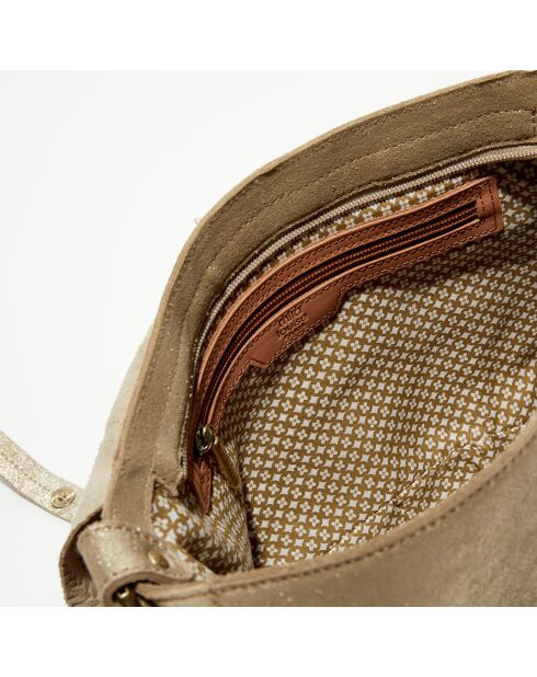 Sac besace en Cuir Alou Dv taupe - 35x23x13 cm