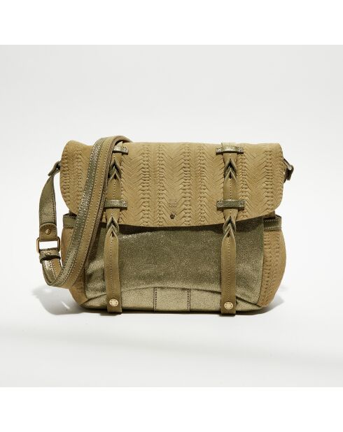 Sac besace en Cuir Alou Dv vert kaki - 35x23x13 cm