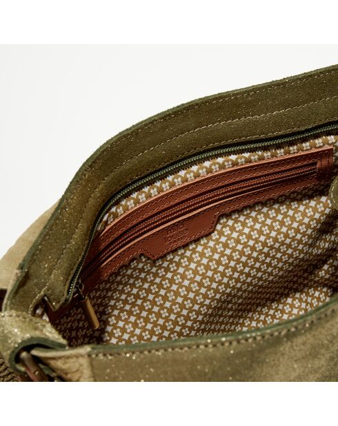 Sac besace en Cuir Alou Dv vert kaki - 35x23x13 cm