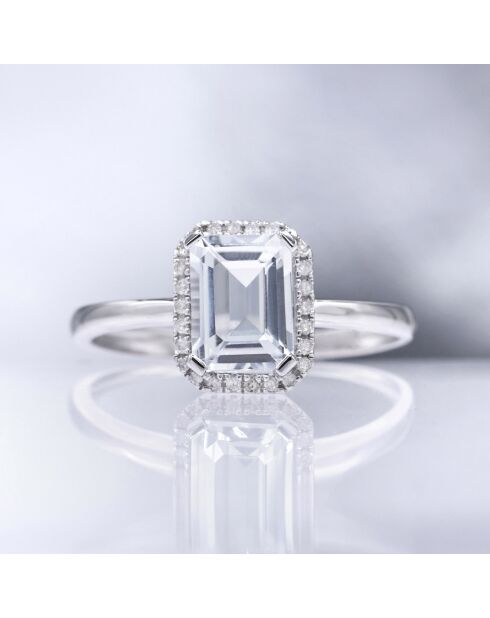 Bague Maestromantique Diamants 0.08 ct & Topaze 2.02 cts or blanc