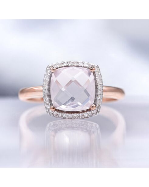Bague Quartissime Diamants 0.12 ct & Quartz 2.70 cts or rose