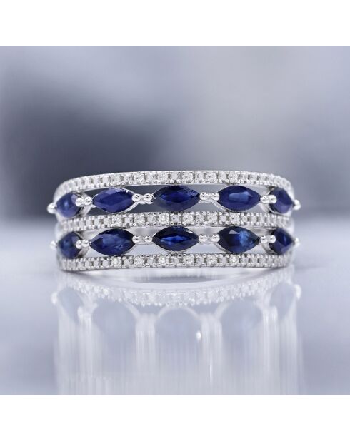 Bague Doux rêve Diamant 0.06 ct & Saphir 1.33 ct or blanc