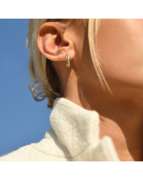 Boucles d'Oreilles Créole Maya Diamants 0.15 ct or jaune