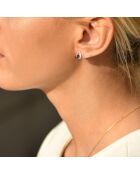 Boucles d'oreilles Diamants 0.045 ct & Saphirs 0.532 ct or blanc