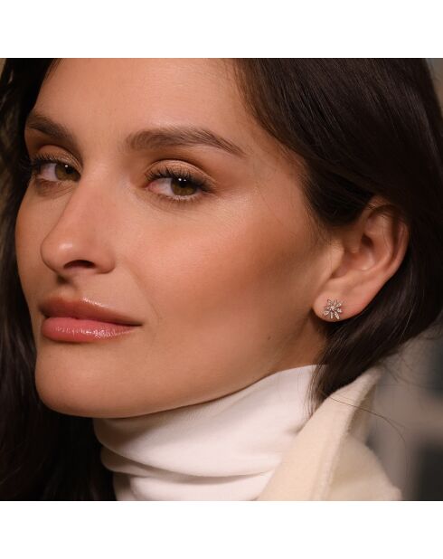 Boucles d'oreilles Bouquet Diamant 0.12 ct or blanc