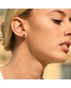 Boucles d'oreilles Diamants 0.13 ct & Saphirs 1.1 ct ronde or blanc