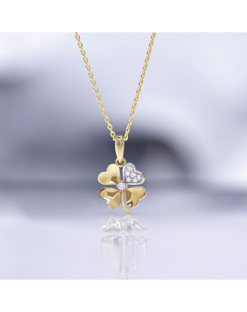 Pendentif Dites-le avec une Fleur Diamants 0.05 ct Or Jaune