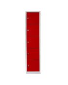 Casier 5 compartiments gris/rouge - 41x170x40 cm