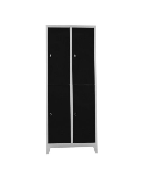 Vestiaire 4 portes gris/noir - 67x200x37 cm