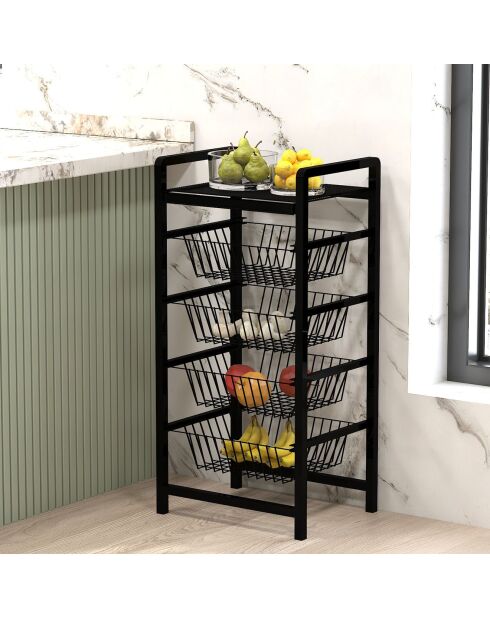 Paniers à rangement Merlin noirs - 33x41x84 cm