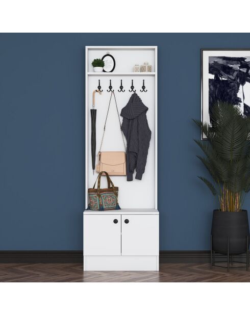 Meuble d'entrée blanc - 59.8x182.8x35.5 cm
