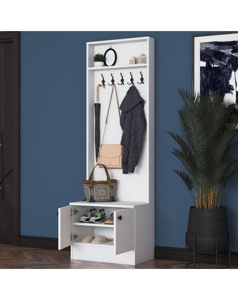 Meuble d'entrée blanc - 59.8x182.8x35.5 cm