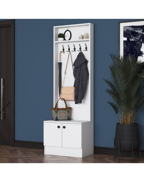 Meuble d'entrée blanc - 59.8x182.8x35.5 cm
