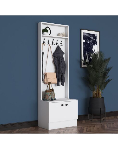 Meuble d'entrée blanc - 59.8x182.8x35.5 cm