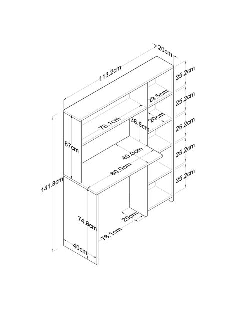 Bureau HA104 marron - 80x74,8x40 cm