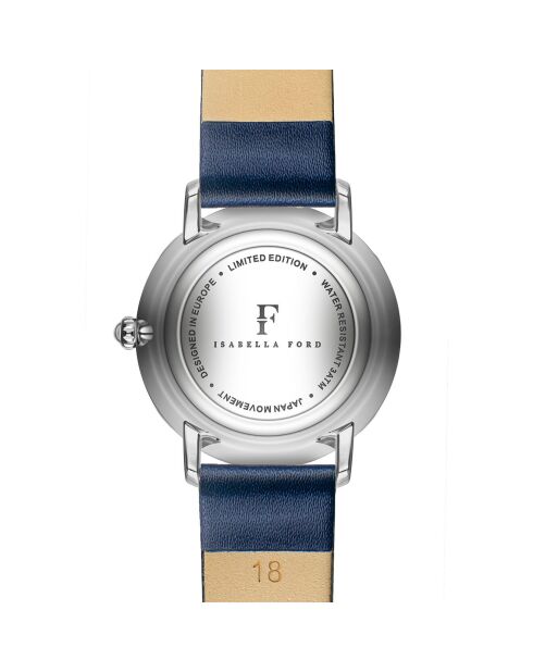 Montre Adore en Cuir & Diamant bleu foncé