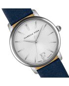 Montre Adore en Cuir & Diamant bleu foncé