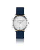 Montre Adore en Cuir & Diamant bleu foncé