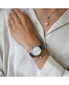 Montre Adore en Cuir & Diamant bleu foncé