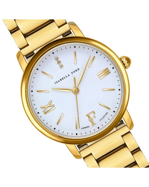 Montre Selene en Acier & Diamant dorée