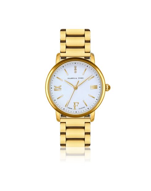 Montre Selene en Acier & Diamant dorée