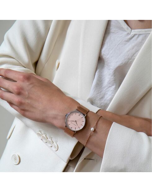 Montre Allure en Acier & Diamant rose doré