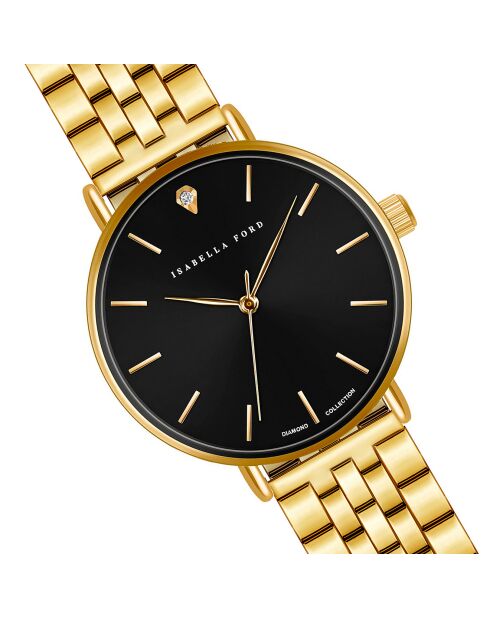 Montre Luna en Acier & Diamant dorée