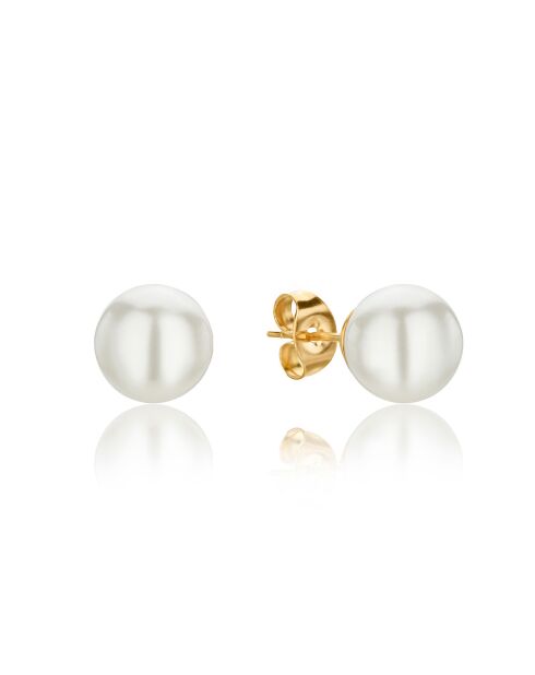 Boucles d'oreilles Diane en Acier & Perle de coquillage dorées
