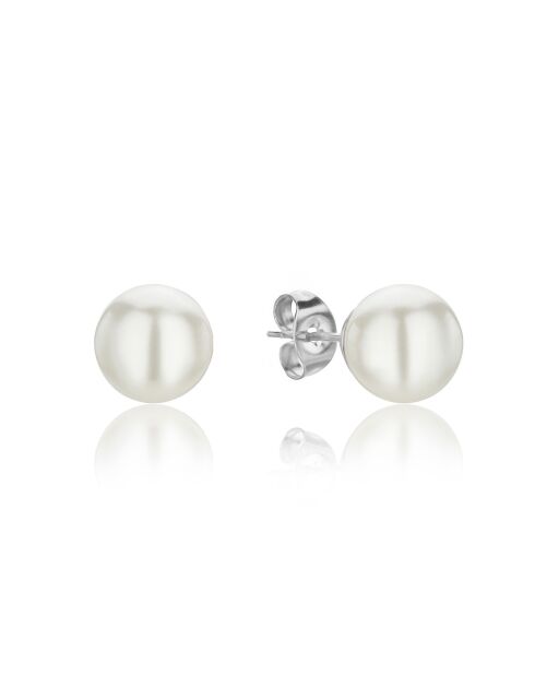 Boucles d'oreilles Diane en Acier & Perle de coquillage argentées
