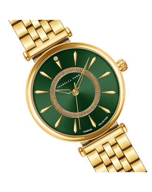 Montre Nathalle en Acier & Diamant dorée
