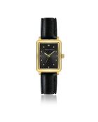 Montre Cléophée en Cuir & Diamant noire