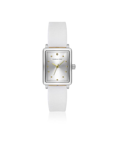 Montre Isaure en Cuir & Diamant blanche