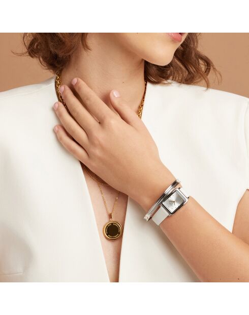 Montre Isaure en Cuir & Diamant blanche